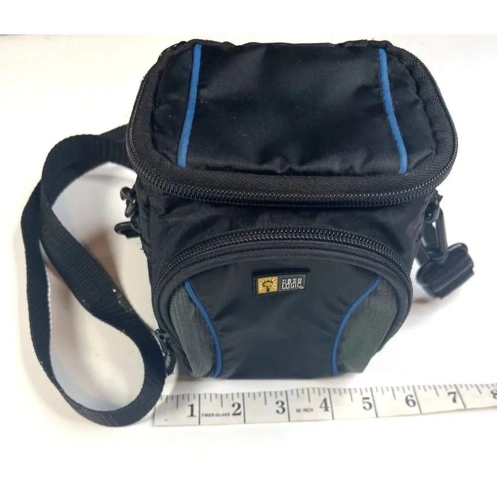 Case Logic Small Black Camera Bag With Adjustable Strap & Blue Trim 14j